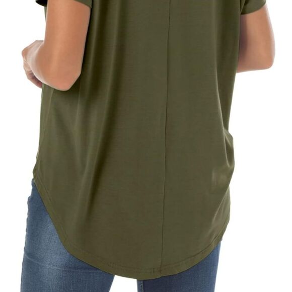 Herou Casual Summer Short Sleeve High Low Loose T Shirt Basic Tees Tops. SZ XL - Picture 4 of 8